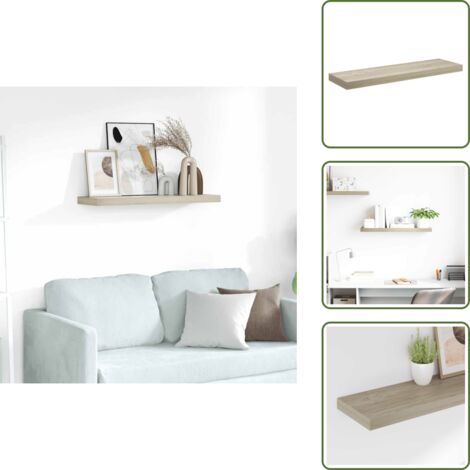 The Living Store Scaffale a Parete Rovere 80x23,5x3,8 cm in MDF - Scaffale a parete