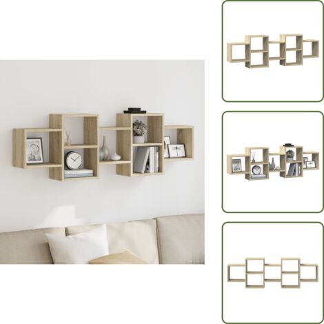 The Living Store Scaffale a Parete Rovere Sonoma 129x18x42 cm in Truciolato - Mensola a muro