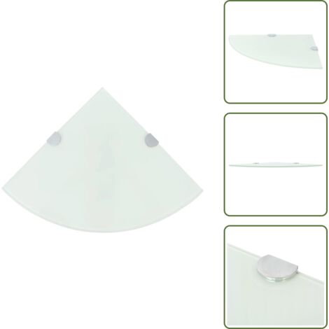 The Living Store Scaffale Angolare con Supporto in Cristallo Vetro Bianco 35x35 cm - Scaffale a Parete