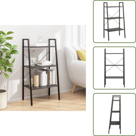 The Living Store Scaffale Autoportante con 3 Ripiani Nero 56x35x108 cm - Scaffale con 3 ripiani
