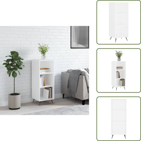 The Living Store Scaffale Bianco 34,5x32,5x90 cm in Legno Multistrato - Scaffale moderno