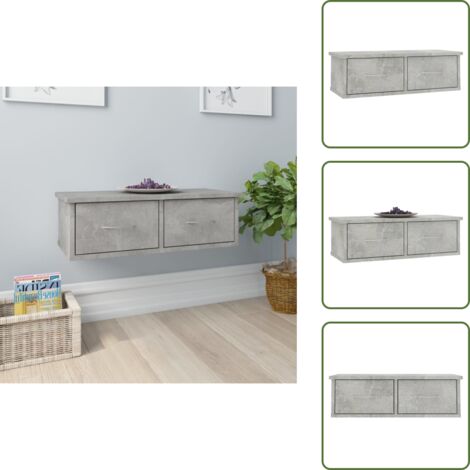 The Living Store Scaffale Cassetti Parete Grigio Cemento 60x26x18,5 Multistrato - Cassetti