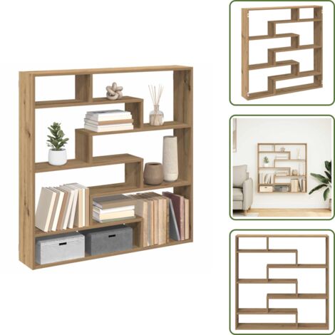 The Living Store Scaffale Cubo Parete 7 Scomparti Truciolato Rovere Artigianale - Scaffale a cubo