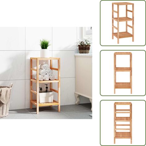 The Living Store Scaffale da Bagno 35,5x35,5x79 cm in Legno Massello di Noce - Scaffale in legno