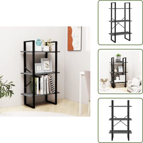 The Living Store Scaffale Grigio 60x30x105 cm in Legno Massello di Pino - Scaffale grigio