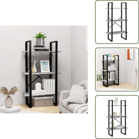 The Living Store Scaffale Grigio Cemento 60x30x105 cm in Legno Multistrato - Scaffale grigio cemento