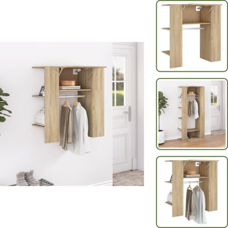 The Living Store Scaffale Ingresso Rovere Sonoma 97,5x37x99 cm Legno Multistrato - Scaffale da corridoio