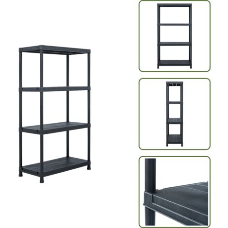 The Living Store Scaffale Nero 100 kg 60x30x138 cm in Plastica - Scaffale per salotto