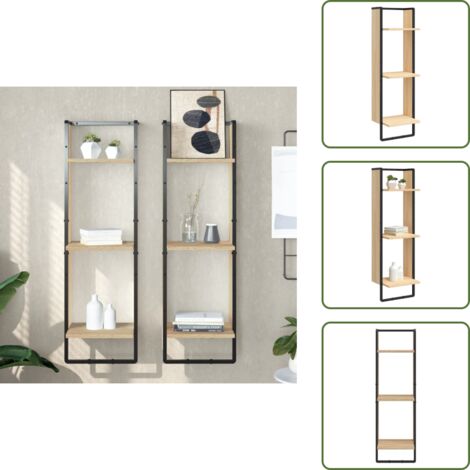 The Living Store Scaffale Parete 3 Ripiani Rovere Sonoma 30x25x100cm Multistrato - Mensole da parete