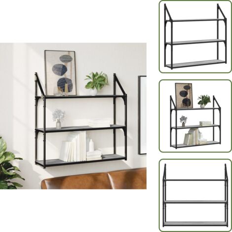 The Living Store Scaffale Parete 3Ripiani Grigio Sonoma 80x21x78,5cm Multistrato - Scaffale da parete