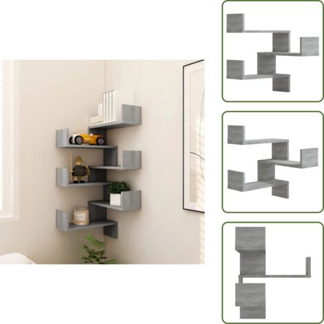 The Living Store Scaffale Parete Angolo 2pz Grigio Sonoma 40x40x50cm Multistrato - Scaffale da parete
