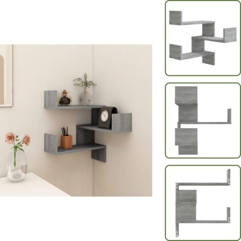 The Living Store Scaffale Parete Angolo Grigio Sonoma 40x40x50cm Multistrato - Scaffale da parete grigio