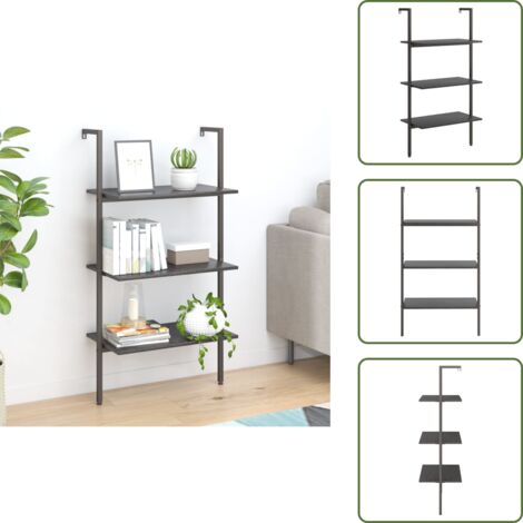 The Living Store Scaffale Pendente a 3 Livelli Nero 64x35x120,5 cm - Scaffale pendente