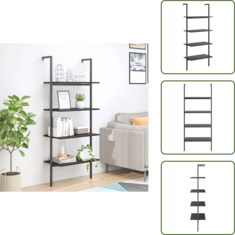 The Living Store Scaffale Pendente a 4 Livelli Nero 64x35x152,5 cm - Scaffale pendente