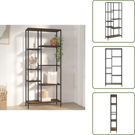 The Living Store Scaffale per Libri 80x30x180 cm Acciaio e Legno Multistrato - Scaffale in acciaio
