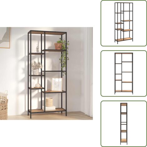 The Living Store Scaffale per Libri 80x30x180 cm Acciaio e Legno Multistrato - Scaffale in acciaio