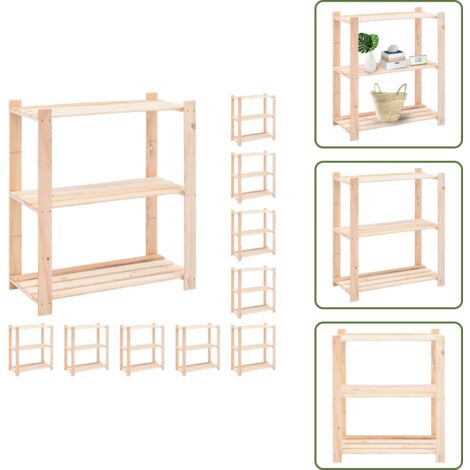 The Living Store Scaffali a 3 Livelli 10 pz 80x38x90 cm in Massello Pino 150 kg - Scaffale a 3 livelli