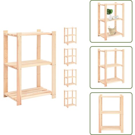 The Living Store Scaffali a 3 Livelli 5 pz 60x38x90 cm in Massello Pino 150 kg - Scaffale a 3 livelli