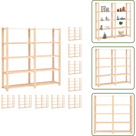 The Living Store Scaffali a 5 Livelli 10 pz 170x38x170cm in Massello Pino 500 kg - Scaffale a 5 livelli