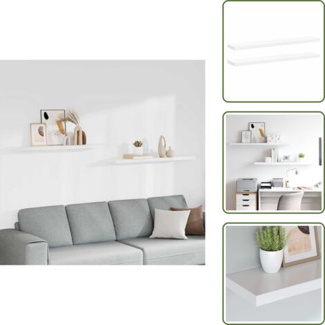 The Living Store Scaffali a Parete 2 pz Bianchi 120x23,5x3,8 cm in MDF - Scaffali in mdf