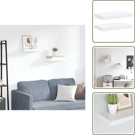 The Living Store Scaffali a Parete 2 pz Bianchi 40x23x3,8 cm in MDF - Mensole a parete