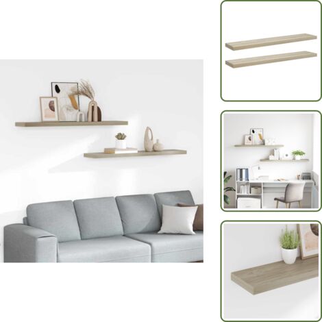 The Living Store Scaffali a Parete 2 pz Rovere 120x23,5x3,8 cm in MDF - Scaffali in mdf
