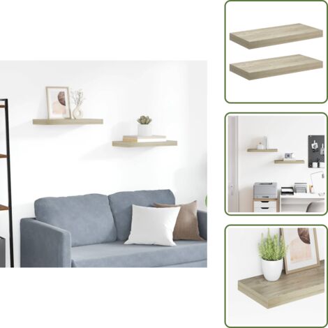 The Living Store Scaffali a Parete 2 pz Rovere 50x23x3,8 cm in MDF - Mensole da parete