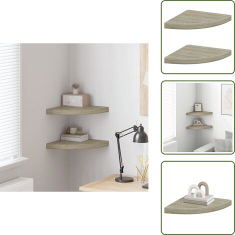 The Living Store Scaffali Angolari a Parete 2 pz Rovere 35x35x3,8 cm in MDF - Scaffali a Parete
