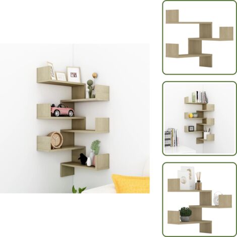 The Living Store Scaffali Angolari Muro 2pz Sonoma 40x40x50cm Legno Multistrato - Scaffale da parete