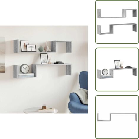 The Living Store Scaffali da Parete 2 pz Grigio Sonoma 100x15x20 cm Multistrato - Mensole a muro