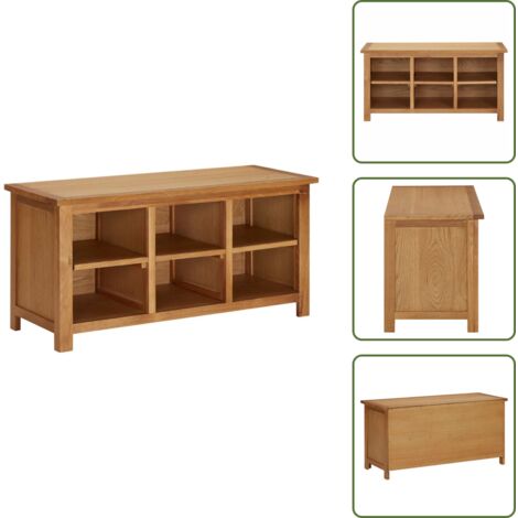 The Living Store Scarpiera 90x37x45 cm in Legno Massello di Rovere - Scarpiera con scomparti