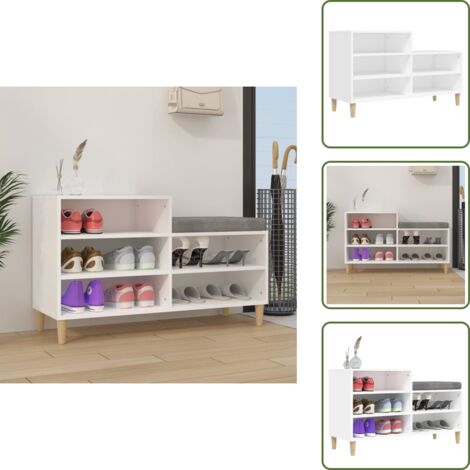 The Living Store Scarpiera Bianca 102x36x60 cm in Legno Multistrato - Scarpiera per casa