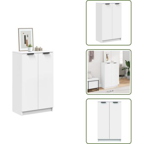 The Living Store Scarpiera Bianca 59x35x100,5 cm in Legno Multistrato - Scarpiera per casa