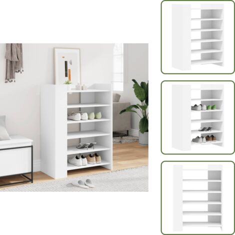 The Living Store Scarpiera Bianca 74,5x37,5x100 cm in Legno Multistrato - Scarpiera da interno