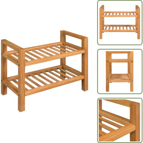 The Living Store Scarpiera con 2 Ripiani 50x27x40 cm in Massello di Rovere - Scarpiera rovere