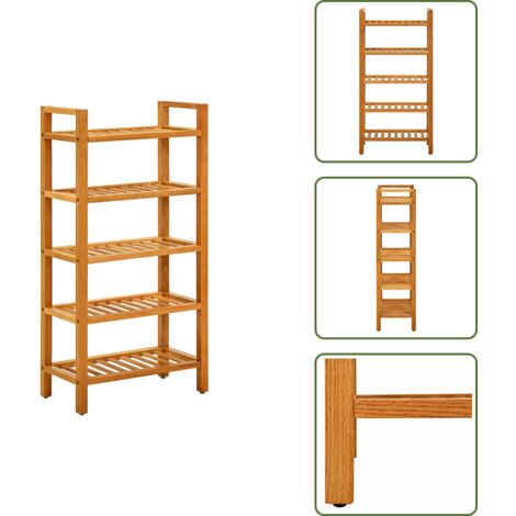 The Living Store Scarpiera con 5 Ripiani 50x27x100cm in Legno Massello di Rovere - Scarpiera rovere