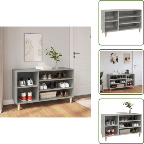 The Living Store Scarpiera Grigio Cemento 102x36x60 cm in Legno Multistrato - Scarpiera da ingresso
