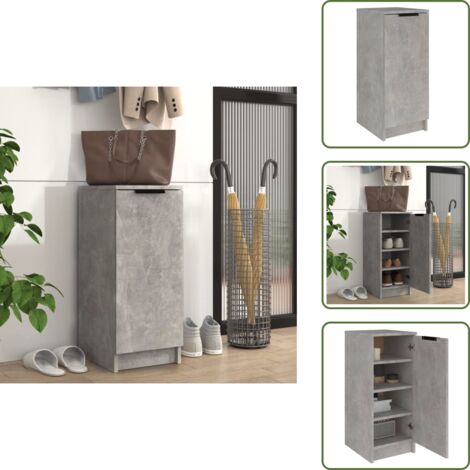The Living Store Scarpiera Grigio Cemento 30x35x70 cm in Legno Multistrato - Scarpiera grigio cemento