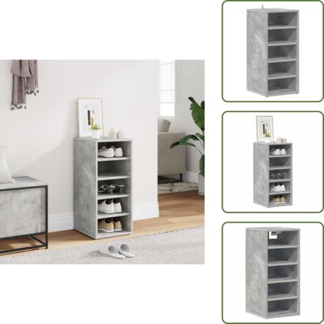 The Living Store Scarpiera Grigio Cemento 31,5x35x70 cm in Truciolato - Scarpiera da corridoio