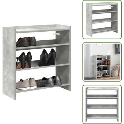 The Living Store Scarpiera Grigio Cemento 60x25x62 cm in Legno Multistrato - Scarpiera grigio cemento