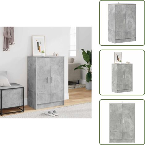 The Living Store Scarpiera Grigio Cemento 60x35x92 cm in Truciolato - Scarpiera grigio cemento
