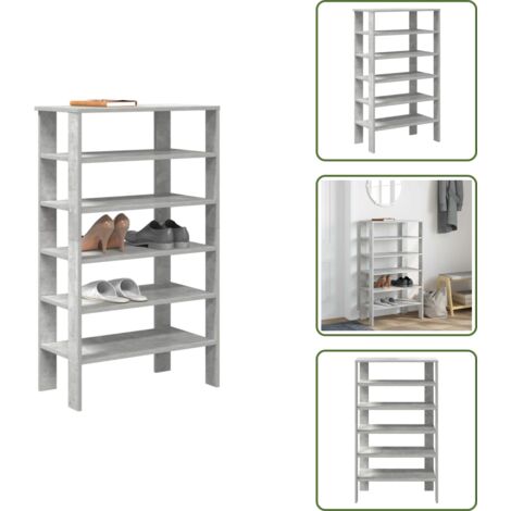 The Living Store Scarpiera Grigio Cemento 61x32x105 cm in Truciolato - Scarpiera grigio cemento
