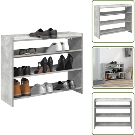 The Living Store Scarpiera Grigio Cemento 80x25x62 cm in Legno Multistrato - Scarpiera grigio cemento