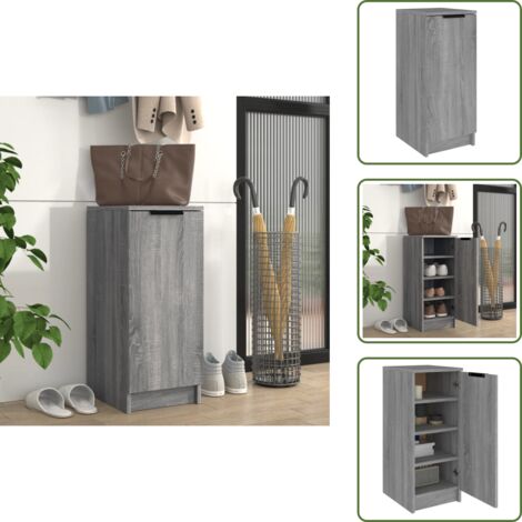 The Living Store Scarpiera Grigio Sonoma 30x35x70 cm in Legno Multistrato - Scarpiera grigio sonoma