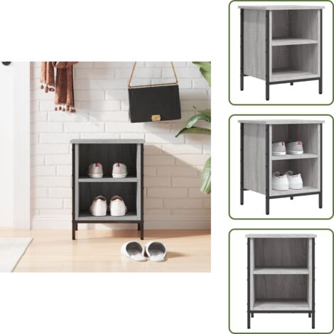 The Living Store Scarpiera Grigio Sonoma 38x35x50 cm in Legno Multistrato - Scarpiera per casa