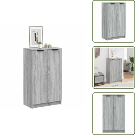 The Living Store Scarpiera Grigio Sonoma 59x35x100 cm in Legno Multistrato - Scarpiera per casa