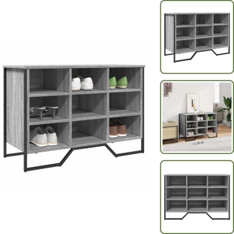 The Living Store Scarpiera Grigio Sonoma 90x38x61,5 cm in Truciolato - Scarpiera grigio sonoma
