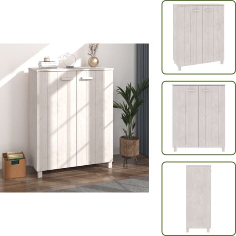 The Living Store Scarpiera HAMAR Bianca 85x40x108 cm in Legno Massello di Pino - Scarpiera industriale