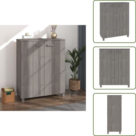 The Living Store Scarpiera HAMAR Grigio Chiaro 85x40x108 cm in Legno di Pino - Scarpiera industriale
