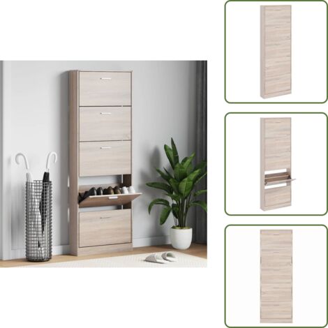 The Living Store Scarpiera in Legno Effetto Rovere con 5 Scomparti - Scarpiera con 5 scomparti